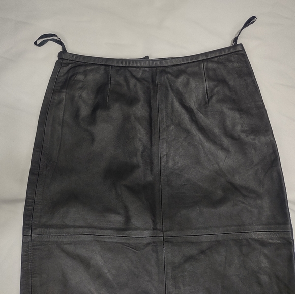 Mossimo Genuine 100% Leather Black Pencil Skirt Size 2 Back Zip Lined - Picture 5 of 9